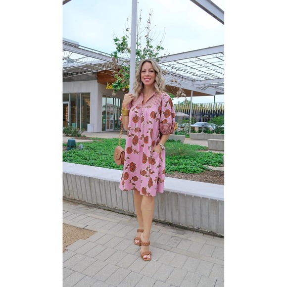 Knox Rose Dresses & Skirts - NWT Knox Rose A-line Floral Print Mini Dress Pink Bohemian Tunic Dress S